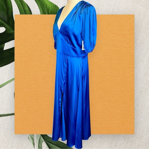 NWT Alexia Admor ‘Nola’ Puff Sleeve Fit & Flare Dress in “Lapis” Blue Size 10 - Picture 5 of 16